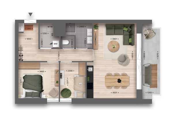 Floorplan - Bernard Rölinghof Bouwnummer 33, 9743 AN Groningen